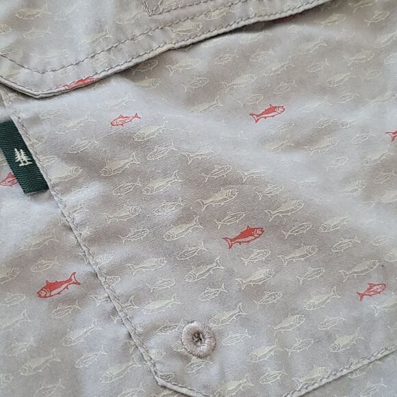G.H. Bass & Co. Men's Printed Fishing Shirt Short Sleeve Size XL Grey - Picture 15 of 16